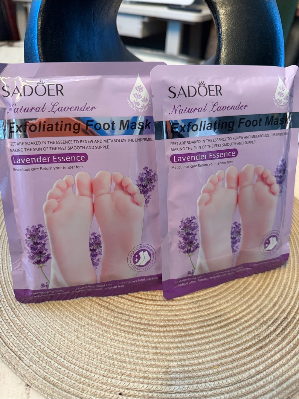 SADOER Lavender Exfoliating Foot Mask SET OF 2 Soothing Purple